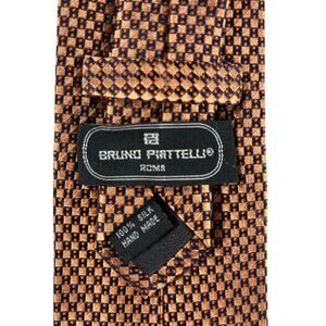 Bruno Piattelli Woven Silk Tie Abstract Geometric Pattern - Bronze Orange Black